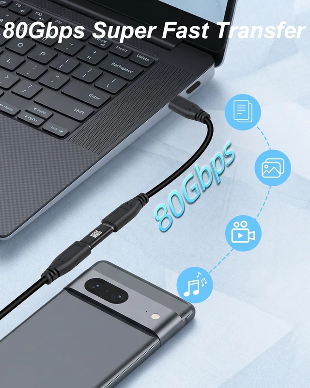 Alt view image 4 of 7 - GELRHONR USB-C Female to Female Adapter, PD 240W, 80Gbps,16K@60Hz,5 Pack
