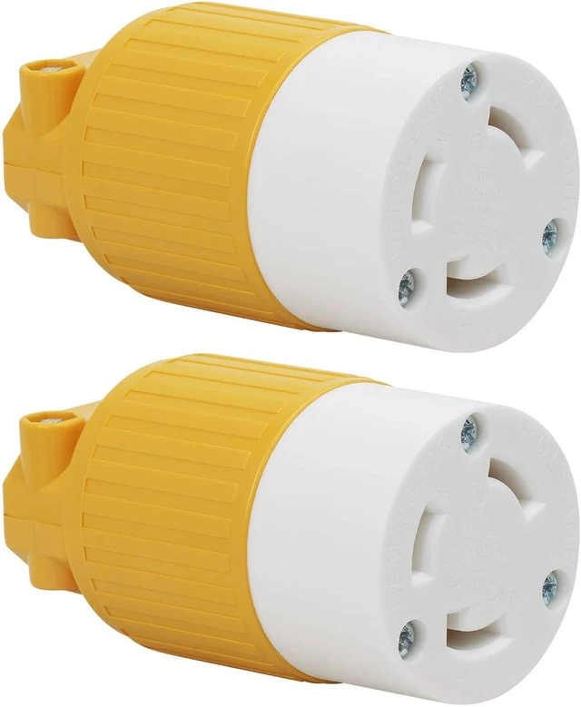 Main image of GELRHONR 2Pack ETL Listed NEMA L5-30R Generator Locking Connector, 125 Volt 30 Amp Twist Lock Receptacle, Straight Blade 30A Adapter Ends, 2-Pole 3-Wire Grounding (2 * L5-30R Connector)