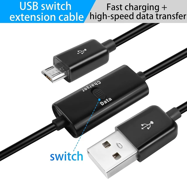 Alt view image 2 of 7 - GELRHONR 1M USB to Micro USB with Switch Charging Cable,Support Data Transfer and Power for Micro USB Devices,Not as a On/Off Power Switch Cable for LED Strips,USB Fan etc-2Pack