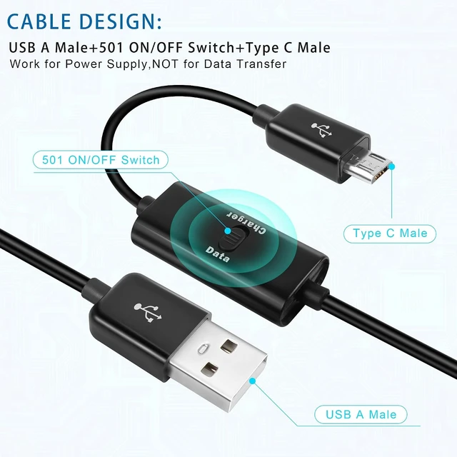 Alt view image 3 of 7 - GELRHONR 1M USB to Micro USB with Switch Charging Cable,Support Data Transfer and Power for Micro USB Devices,Not as a On/Off Power Switch Cable for LED Strips,USB Fan etc-2Pack