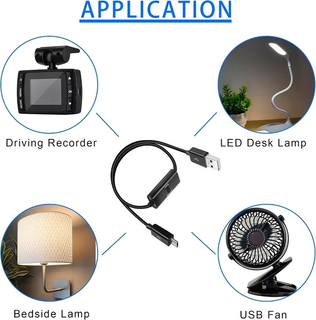 Alt view image 4 of 7 - GELRHONR 1M USB to Micro USB with Switch Charging Cable,Support Data Transfer and Power for Micro USB Devices,Not as a On/Off Power Switch Cable for LED Strips,USB Fan etc-2Pack