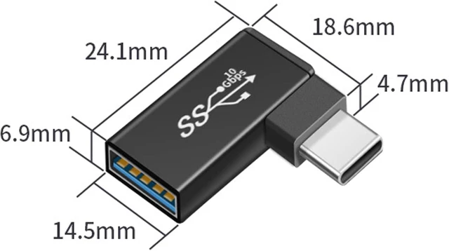 Alt view image 6 of 7 - GELRHONR 10Gbps USB C to USB OTG Adapter,Right Angle USB 3.0 Female to Type C Male Connector,Support for Data Sync & Charging Max 5V 3A compaticable for Smartphone Flash Drives,Laptop,Hubs-2pack