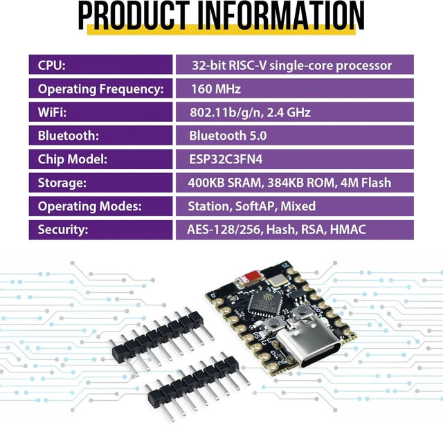 Alt view image 5 of 7 - 4Pcs ESP32-C3 Super Mini Development Board, Integrated WiFi Bluetooth