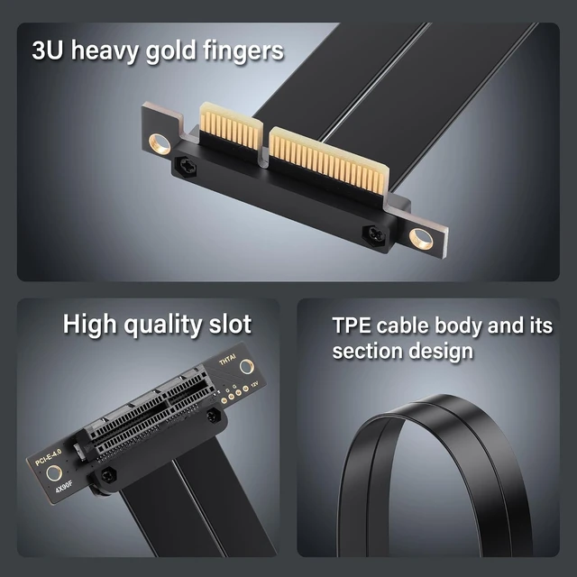 Alt view image 5 of 7 - SinLoon PCIe 4.0 X4 Riser Cable, 90 Degree(5CM)