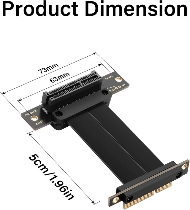 Alt view image 7 of 7 - SinLoon PCIe 4.0 X4 Riser Cable, 90 Degree(5CM)