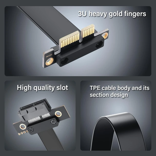 Alt view image 5 of 7 - SinLoon PCIe 4.0 X1 Riser Cable 90 Degree PCI-E 1X Male to 180 Degree PCIE 1X Female Riser Extension Cord - 9018 (30CM)