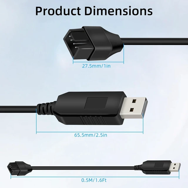 Alt view image 7 of 7 - GELRHONR 12V Step-Up USB to Fan Adapter, USB to 3Pin/4Pin Full Speed PC Fan Power Adapter Cable (1.6FT/0.5M)