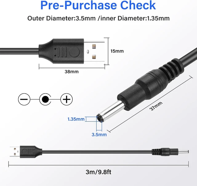 Alt view image 2 of 7 - SinLoon USB to DC 3.5x1.35mm Power Cable 5V2A 10FT (3m) CCTV Camera Charging Cable for IP Cameras/LED Lights/Set-Top Boxes, Pure Copper Core