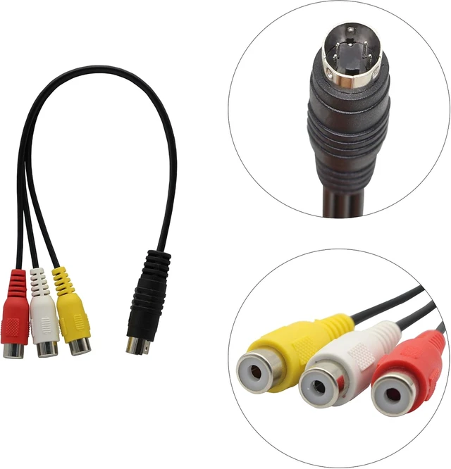 Alt view image 4 of 7 - 4 Pin S-Video to 3 RCA AV Female Cable for TV PC Computer Video AV Projector for Video TV Laptop Adapter Cable (27cm)