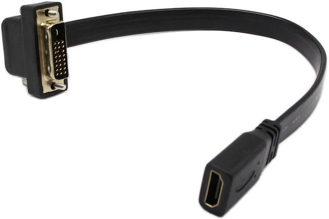 Alt view image 2 of 7 - SinLoon DVI to HDMI Cable Gold-Plated 90 Degree Angle DVI 24 1 Male to HDMI Female 1080p Video Converter - Flat, DVD & Projector Adapter