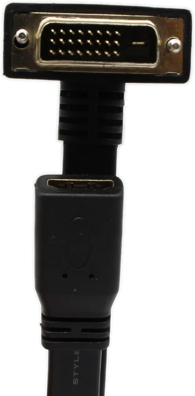 Alt view image 3 of 7 - SinLoon DVI to HDMI Cable Gold-Plated 90 Degree Angle DVI 24 1 Male to HDMI Female 1080p Video Converter - Flat, DVD & Projector Adapter