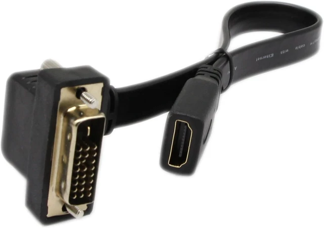 Alt view image 4 of 7 - SinLoon DVI to HDMI Cable Gold-Plated 90 Degree Angle DVI 24 1 Male to HDMI Female 1080p Video Converter - Flat, DVD & Projector Adapter