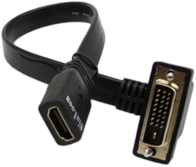 Alt view image 7 of 7 - SinLoon DVI to HDMI Cable Gold-Plated 90 Degree Angle DVI 24 1 Male to HDMI Female 1080p Video Converter - Flat, DVD & Projector Adapter