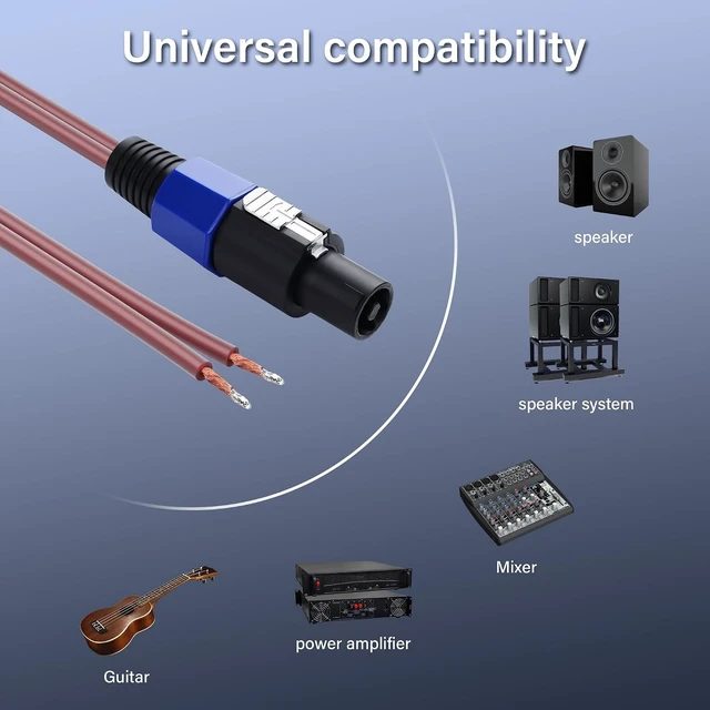 Alt view image 6 of 7 - SinLoon Speakon to Speaker Cable Audio Cable 16AWG Speakon Speaker Cable 10ft Hi-Fi Audio Cable with Twist Lock Connector, Suitable for DJ/PA/Home Cinema/Stage Audio