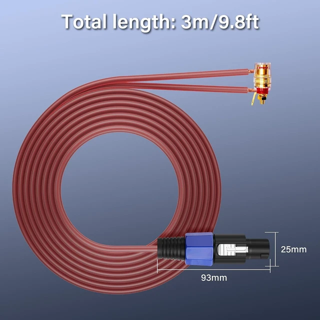 Alt view image 7 of 7 - SinLoon Speakon to Speaker Cable Audio Cable 16AWG Speakon Speaker Cable 10ft Hi-Fi Audio Cable with Twist Lock Connector, Suitable for DJ/PA/Home Cinema/Stage Audio