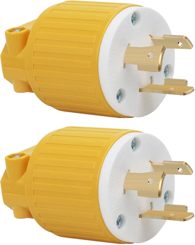 Main image of GELRHONR 2Pack ETL Listed NEMA L5-20P Generator Locking Plug, 125 Volt 20 Amp Twist Lock Plug, Straight Blade 20A Adapter Ends, 2-Pole 3-Wire Grounding (2 * L5-20P Plug)