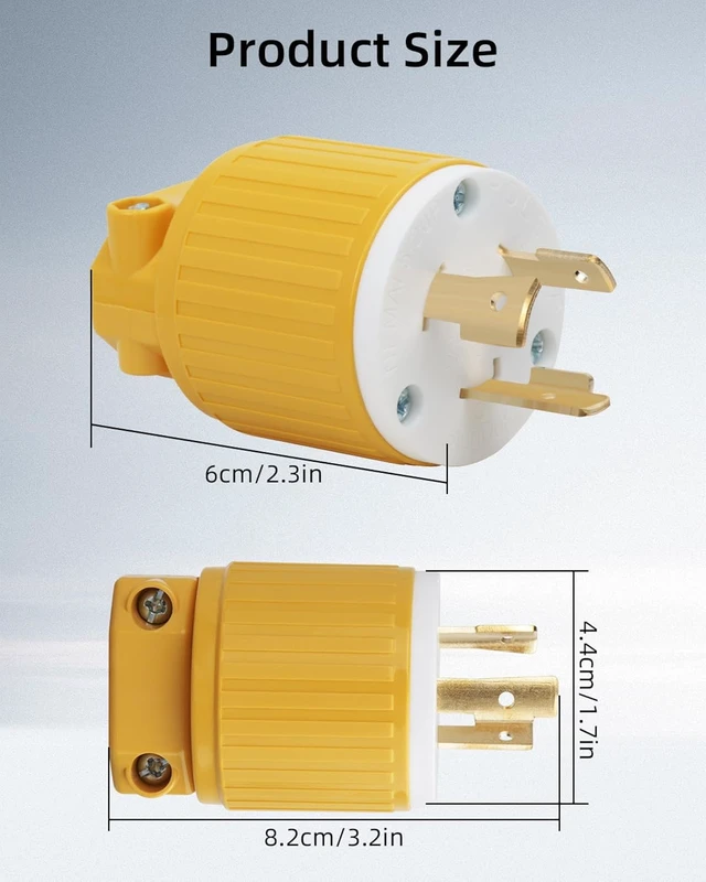 Alt view image 7 of 7 - GELRHONR 2Pack ETL Listed NEMA L5-20P Generator Locking Plug, 125 Volt 20 Amp Twist Lock Plug, Straight Blade 20A Adapter Ends, 2-Pole 3-Wire Grounding (2 * L5-20P Plug)