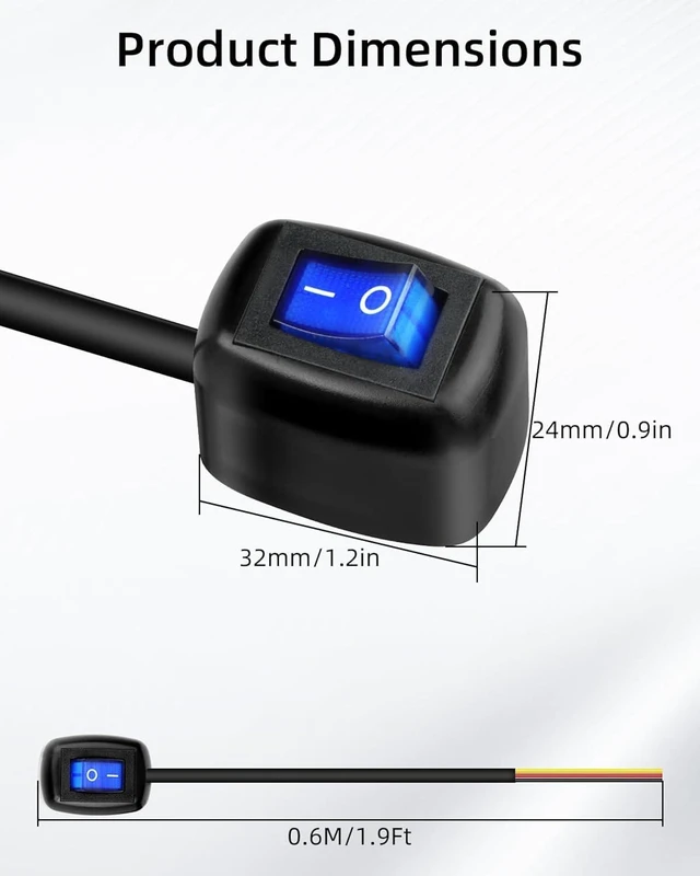 Alt view image 6 of 7 - GELRHONR 12V Small ON/Off Switch, Paste Type 12 Volts 10A Rocker Switch with LED Lights, Surface Mount DIY Automotive Push Button Swtich for Car, RV, Boat and More, 2FT (Blue LED, Small)