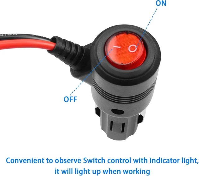 Alt view image 3 of 7 - GELRHONR 12 Volt Replacement Cigarette Lighter Male Plug with Leads & LED Light,16AWG 12V Car Cigarette Lighter Extension Cable with Switch Button and 15A Fuse Heavy Duty Cord (2M/6.5Ft)