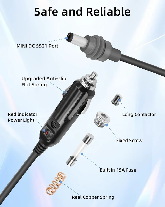 Alt view image 5 of 7 - GELRHONR Star-Link Mini DC to Car Adapter Cable with Switch and LED Light, 10FT 18AWG DC to 12V Cigarette Lighter Adapter for 12V-24V Car, Truck, RV and Boat (Black Switch)