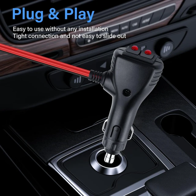 Alt view image 5 of 7 - SinLoon 12V Car Cigarette Lighter Splitter Adapter with 2 Independent Switches 16AWG Cigarette Lighter 1 Male to 2 Female Sockets Y Splitter Power Cable with 15A Fuse 0.3M/1FT