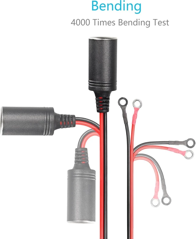 Alt view image 2 of 7 - Car & Motorcycle Battery Charger Cable,SinLoon 12V Waterproof Cigarette Lighter Female to Socket Eyelet Terminal Ring Terminal Harness Extension Cord with 15A Fuse((10FT,3 Meter)