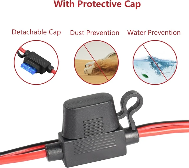 Alt view image 3 of 7 - Car & Motorcycle Battery Charger Cable,SinLoon 12V Waterproof Cigarette Lighter Female to Socket Eyelet Terminal Ring Terminal Harness Extension Cord with 15A Fuse((10FT,3 Meter)