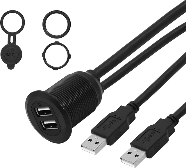 Main image of SinLoon USB 2.0 Mount Cable 2 Ports Dual USB 2.0 Male to USB 2.0 Female AUX Flush Mount Car Mount Extension Cable for Car Truck Boat Motorcycle Dashboard Panel 3.3FT(USB 2.0)