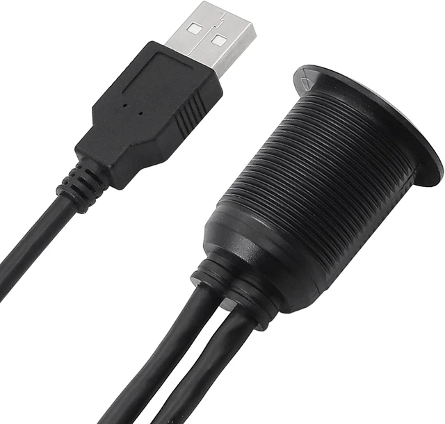 Alt view image 7 of 7 - SinLoon USB 2.0 Mount Cable 2 Ports Dual USB 2.0 Male to USB 2.0 Female AUX Flush Mount Car Mount Extension Cable for Car Truck Boat Motorcycle Dashboard Panel 3.3FT(USB 2.0)
