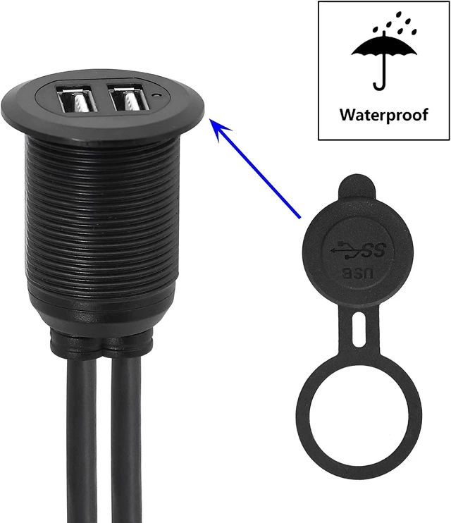 Alt view image 6 of 7 - SinLoon USB 2.0 Mount Cable 2 Ports Dual USB 2.0 Male to USB 2.0 Female AUX Flush Mount Car Mount Extension Cable for Car Truck Boat Motorcycle Dashboard Panel 3.3FT(USB 2.0)