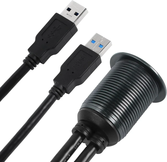 Alt view image 6 of 7 - SinLoon 3.3FT USB 3.0 Mount Cable Metal Shell Dual Ports USB A Male to Female AUX Flush Car Mount Extension Cord Compatible with Car, Truck, Boat, Motorcycle Dashboard Panel