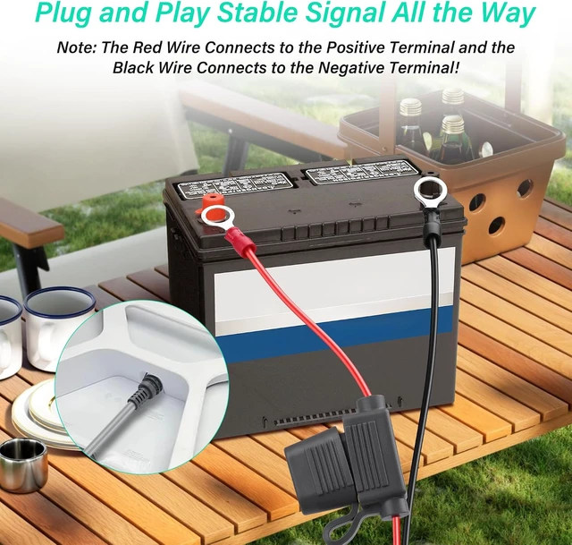 Alt view image 3 of 7 - SinLoon 10Ft Starlink Mini O Ring Connecters Extension Cable Waterproof 18AWG Starlink Mini Direct Battery Power Cable with ATC/ATO 10A Fuse Holder for Cars, RVs, Trucks