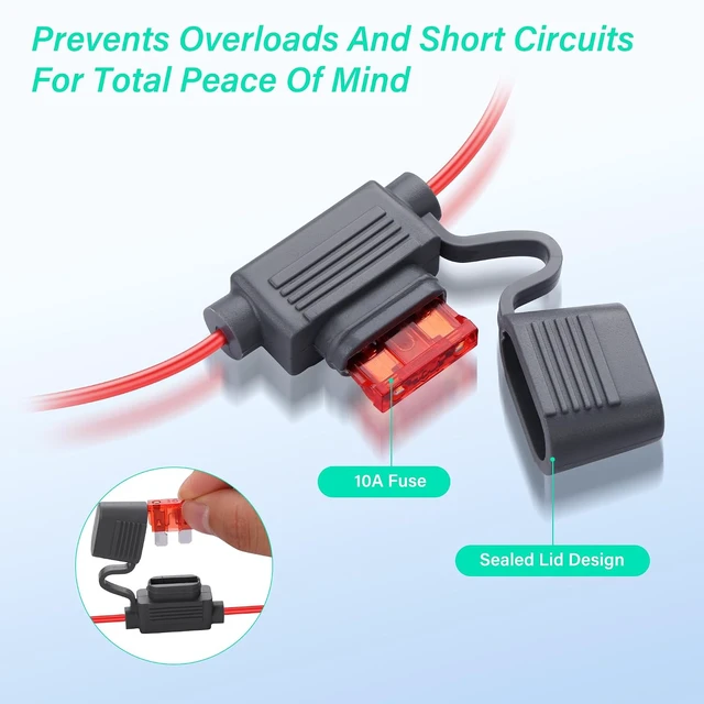 Alt view image 5 of 7 - SinLoon 10Ft Starlink Mini O Ring Connecters Extension Cable Waterproof 18AWG Starlink Mini Direct Battery Power Cable with ATC/ATO 10A Fuse Holder for Cars, RVs, Trucks