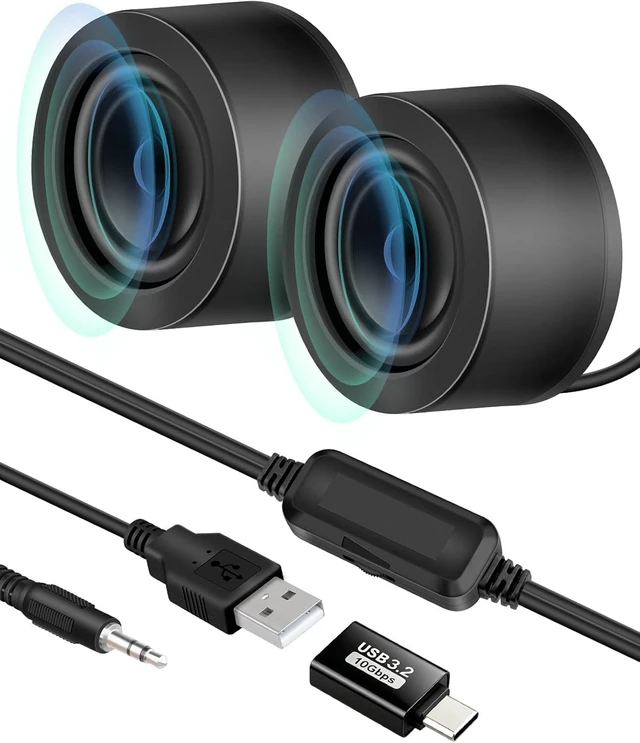 Main image of GELRHONR Mini Computer Speaker,3.5mm AUX USB Powered with Volume Control
