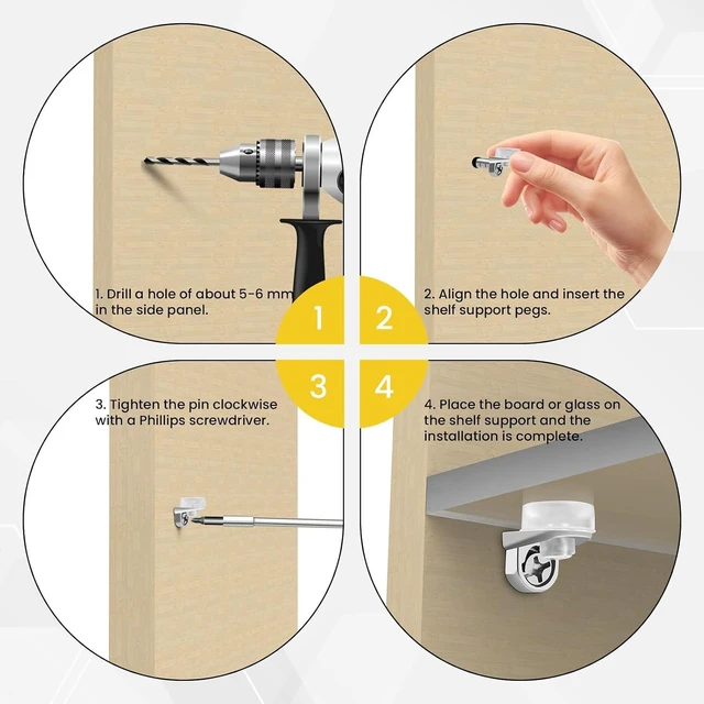 Alt view image 6 of 7 - 5mm Shelf Support Pegs with Suction Cup, 1/5 Inch Shelf Pins, 20Pcs