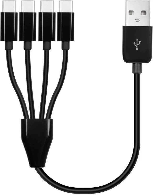 Alt view image 7 of 7 - GELRHONR Short USB C Splitter Cable,4 in 1 USB 2.0 A Male to 4 USB C Male Charging Cord for Some USB Type-C Phone, Device - 0.5M (Black)