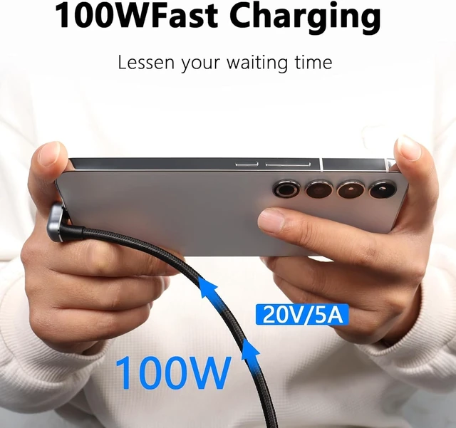 Alt view image 4 of 7 - GELRHONR U Shape USB C Fast Charging Cable, 180 Degree Angled USB 3.2 Gen 2 Cable, Type-C Male to Male PD100W Charging Cord, 10Gbps,4K@60Hz,for Laptop,VR,Phones,i/phone15/Pro Max (2M/6.5Ft)