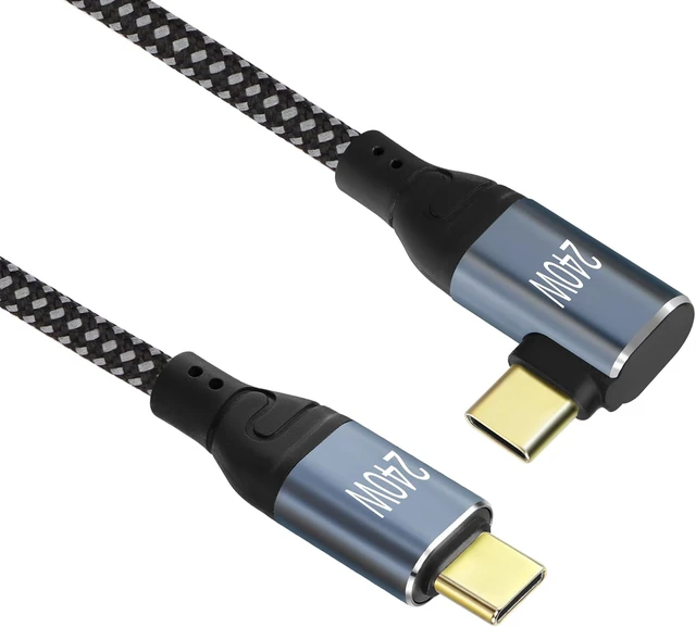 Alt view image 7 of 7 - GELRHONR 3.2ft Right Angle 240W USB C Charging Cable, PD3.1 240W Type C Fast Charging Cord Nylon Braided for Phones,Laptop,Tablet USB-C Devices,etc(Right 90 Degree-1M)