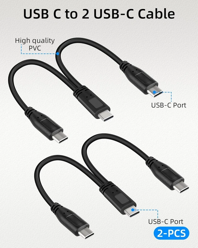 Alt view image 2 of 7 - GELRHONR Short USB C Multi Splitter Charging Cable 5V, 2 in 1 USB C Male to Dual Type C Male Charge Cord for Cell Phones Tablets and More 30cm/1Ft (2Pack) &Only Charging