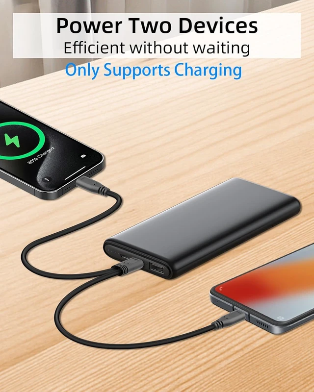 Alt view image 4 of 7 - GELRHONR Short USB C Multi Splitter Charging Cable 5V, 2 in 1 USB C Male to Dual Type C Male Charge Cord for Cell Phones Tablets and More 30cm/1Ft (2Pack) &Only Charging