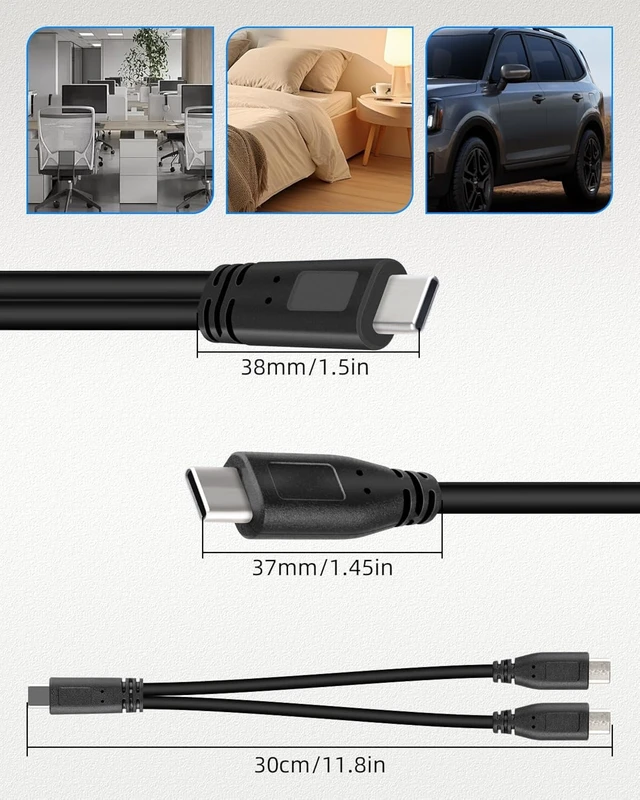 Alt view image 7 of 7 - GELRHONR Short USB C Multi Splitter Charging Cable 5V, 2 in 1 USB C Male to Dual Type C Male Charge Cord for Cell Phones Tablets and More 30cm/1Ft (2Pack) &Only Charging