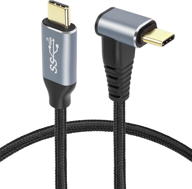 Main image of GELRHONR Right Angle USB C Video Cable 1.6FT, 90 Degree 4K@60Hz Monitor Cable, PD 100W USB3.1 Gen2 10Gbps Data Cord for Tablet, Phone and More Type-C Devices
