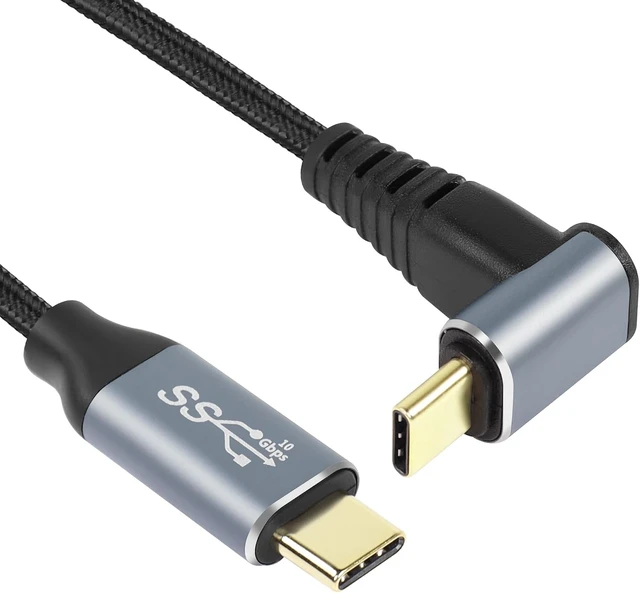 Alt view image 7 of 7 - GELRHONR Right Angle USB C Video Cable 1.6FT, 90 Degree 4K@60Hz Monitor Cable, PD 100W USB3.1 Gen2 10Gbps Data Cord for Tablet, Phone and More Type-C Devices