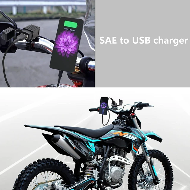 Alt view image 3 of 7 - GELRHONR SAE Quick Connector to USB Adapter Motorcycle Cable, 5V 2.1A USB Port Power Socket with Waterproof Cover,Compatible with Smart Phone Tablet GPS Charge On Motorcycle12-24V -36CM