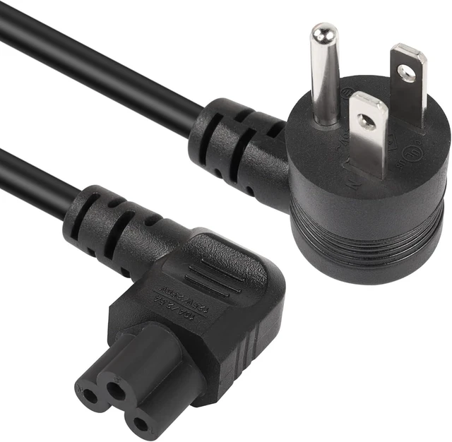 Main image of GELRHONR 90 Degrees 3 Prong AC to IEC320 C5 Power Cord,10A 125V Down Angle NEMA 5-15P to 3-Slot Mickey Mouse Universal Power Cable for Notebook Computers, TV, Monitors-4.9Ft (Black-Right C5)