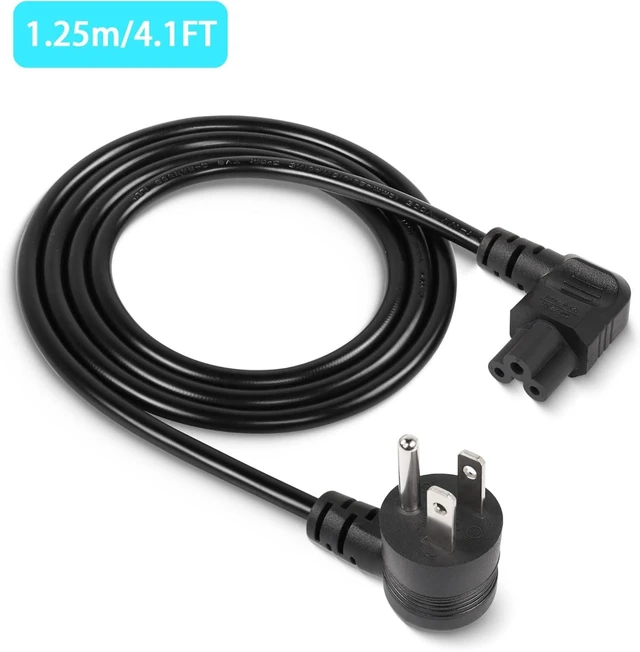 Alt view image 2 of 7 - GELRHONR 90 Degrees 3 Prong AC to IEC320 C5 Power Cord,10A 125V Down Angle NEMA 5-15P to 3-Slot Mickey Mouse Universal Power Cable for Notebook Computers, TV, Monitors-4.9Ft (Black-Right C5)