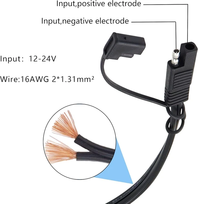 Alt view image 5 of 7 - GELRHONR SAE Quick Connector to USB Adapter Motorcycle Cable, 5V 2.1A USB Port Power Socket with Waterproof Cover,Compatible with Smart Phone Tablet GPS Charge On Motorcycle12-24V -36CM