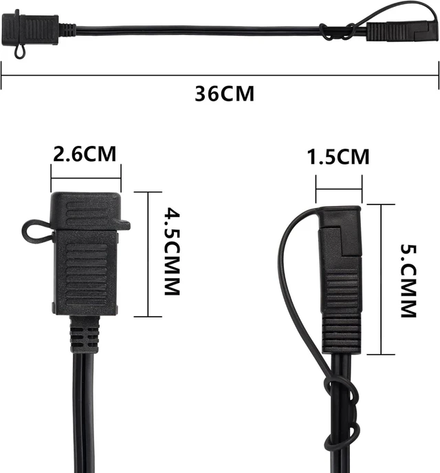 Alt view image 7 of 7 - GELRHONR SAE Quick Connector to USB Adapter Motorcycle Cable, 5V 2.1A USB Port Power Socket with Waterproof Cover,Compatible with Smart Phone Tablet GPS Charge On Motorcycle12-24V -36CM