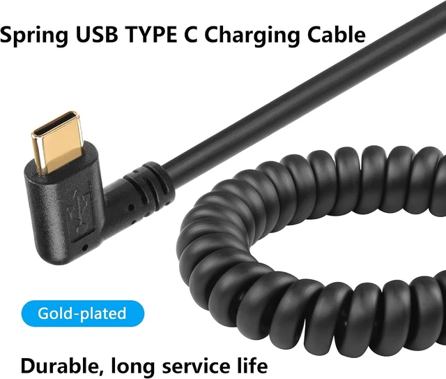 Alt view image 2 of 7 - SinLoon 90 Degree USB Type C Spring Cable 5Gbps Retractable USB3.0 to USB C Charging Cable and Data Transfer for Phone, Tablet, Other USB C Devices (Down)