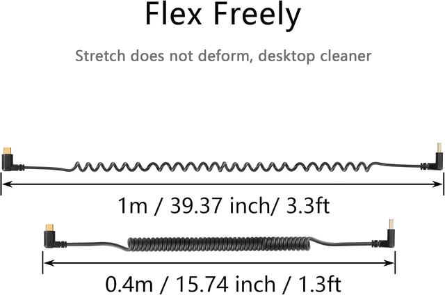 Alt view image 5 of 7 - SinLoon 90 Degree USB Type C Spring Cable 5Gbps Retractable USB3.0 to USB C Charging Cable and Data Transfer for Phone, Tablet, Other USB C Devices (Down)